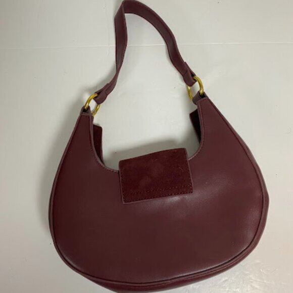 Women's Maroon Leather Shoulder Bag Hobo Bag - Picture 7 of 8